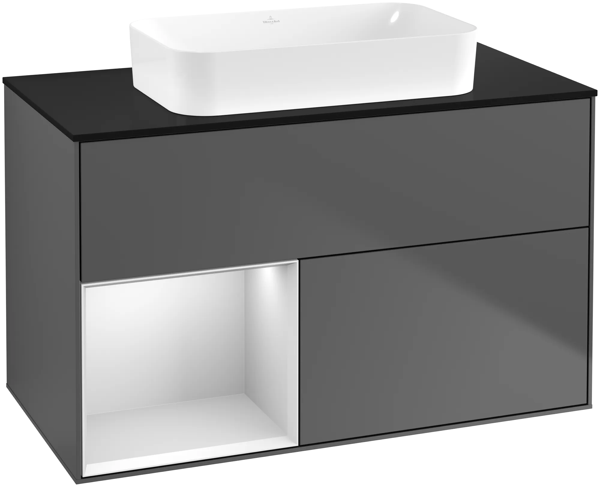 Villeroy & Boch Finion Waschbeckenunterschrank G65, anthrazit matt / weiß glänzend