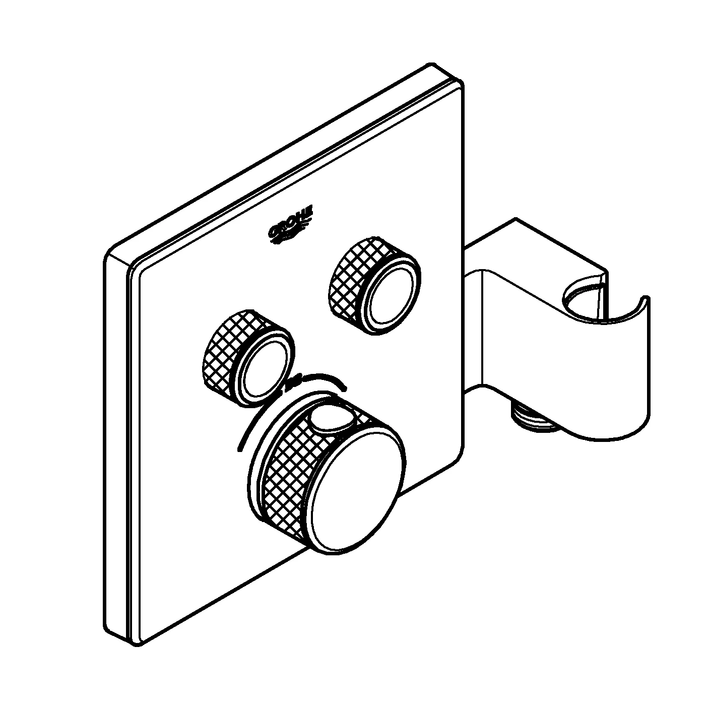 Thermostat Grohtherm SmartControl 29125, mit 2 Absperrventilen und integriertem Brausehalter, Fertigmontageset für Rapido SmartBox, Wandrosette eckig, chrom