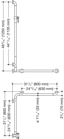 Duschhandlauf m. Br.H. (USA),S801, matt, 49 3/16x31 1/2x31 1/2´´ reinweiß Duschhandlauf m. Br.H. (USA),S801, matt, 49 3/16x31 1/2x31 1/2´´ reinweiß
