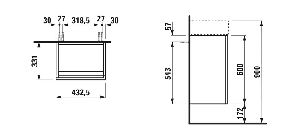 Laufen Waschtischunterbau „Kartell“ 330 × 600 × 435 mm Ocker, Anschlag links Laufen Waschtischunterbau „Kartell“ 330 × 600 × 435 mm Ocker, Anschlag links