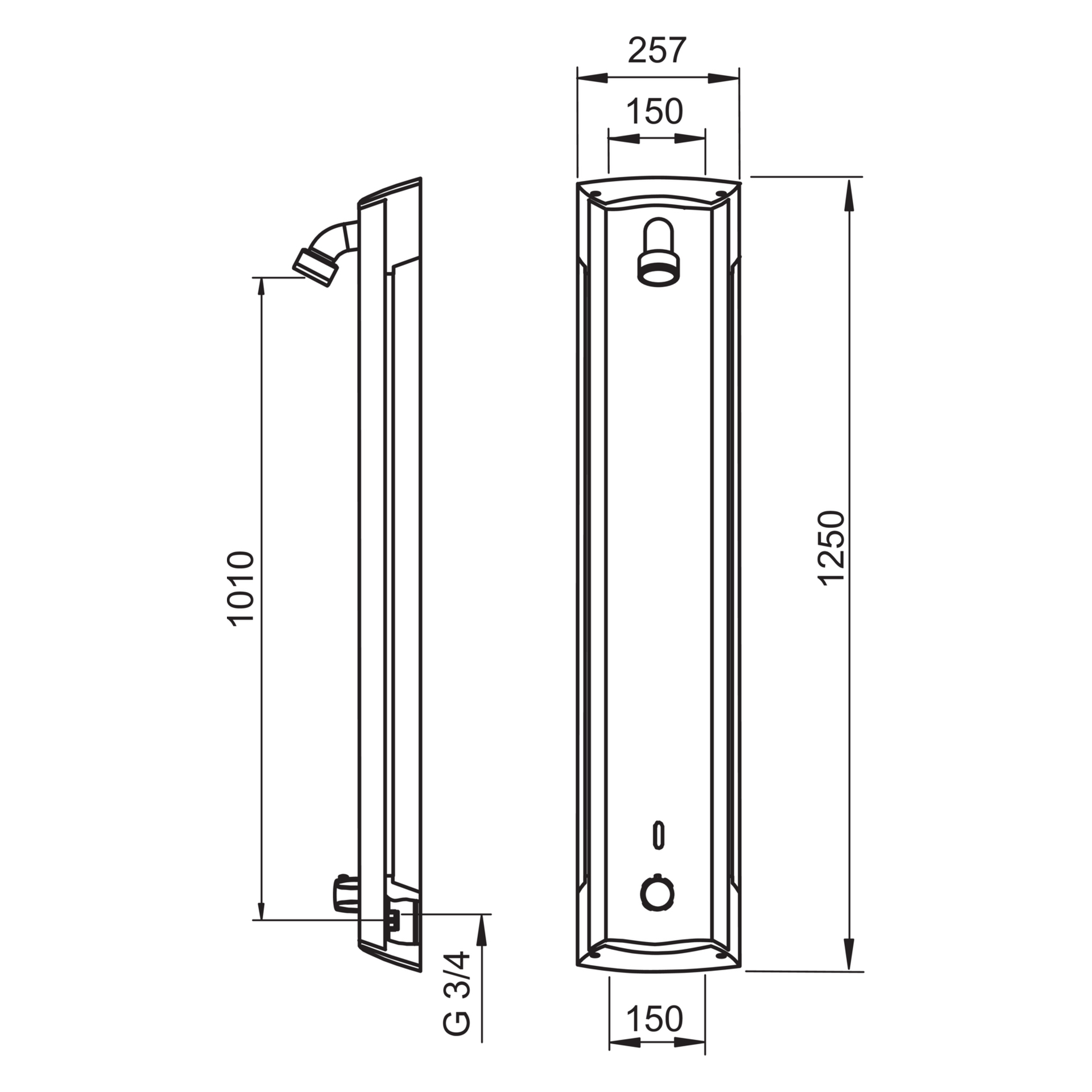 HA Duschpaneel HANSAELECTRA 6415 6 V DN15 Aluminium/Chrom