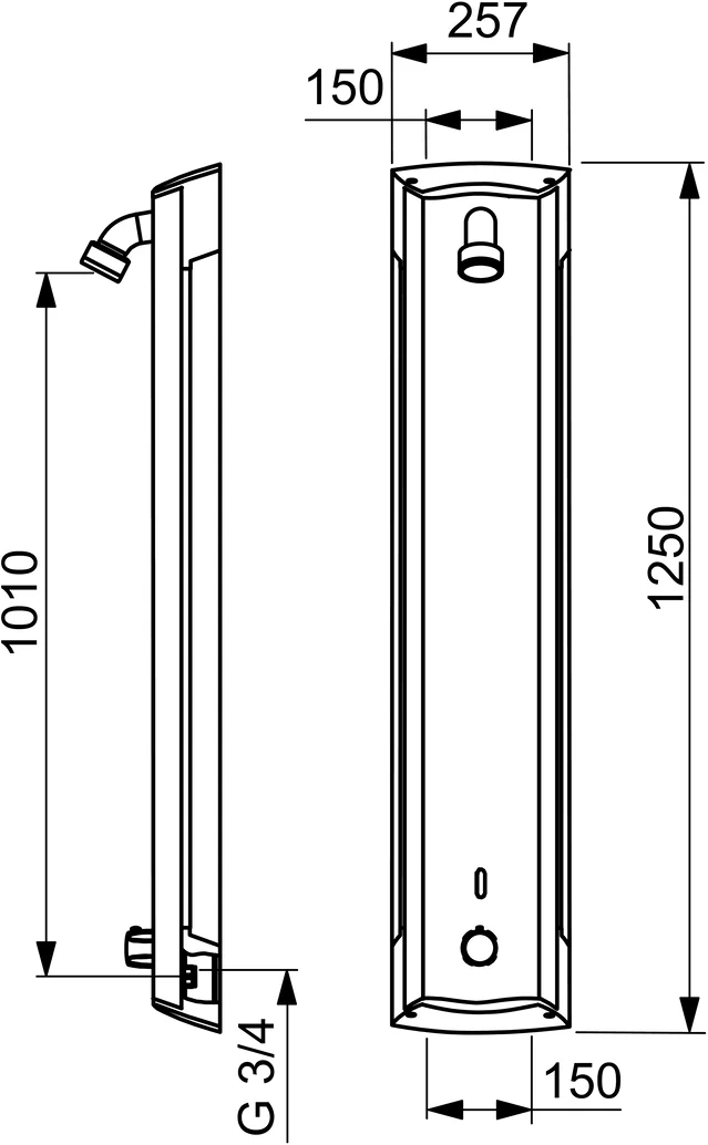 HansaELECTRA Duschpaneel HansaELECTRA 6415 6 V DN15 Aluminium/Chrom