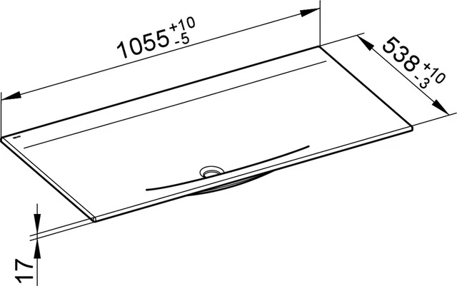 KEUCO Einbauwaschtisch „Edition 11“, ohne Hahnlochbohrung in Weiß, 1055 × 538 × 17 mm