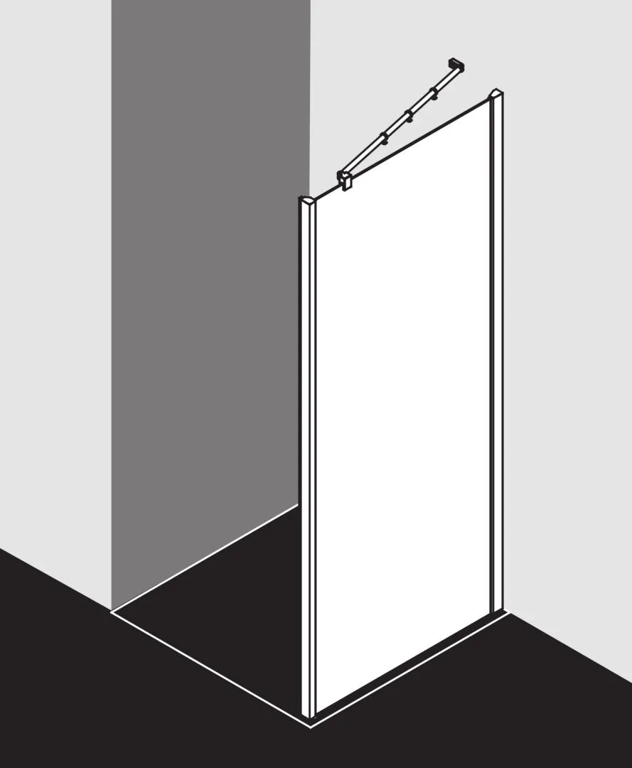 Kermi Seitenwand für Ecke „FILIA XP“ Glas Klar, Profile Silber Hochglanz, BV: 725 - 750 mm GAK: 710 - 735 mm WE: 735 - 760 mm H: 1850 mm