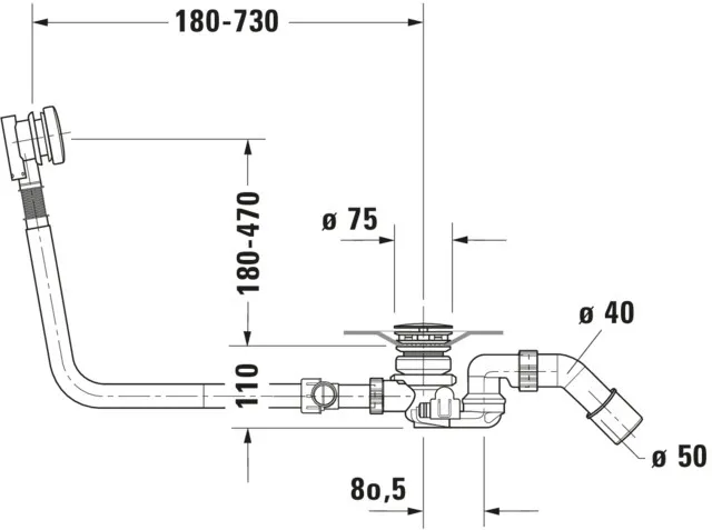 Duravit Ab- und Überlaufgarnitur für Badewannen mit Zulauf Modell 791231 Duravit Ab- und Überlaufgarnitur für Badewannen mit Zulauf Modell 791231