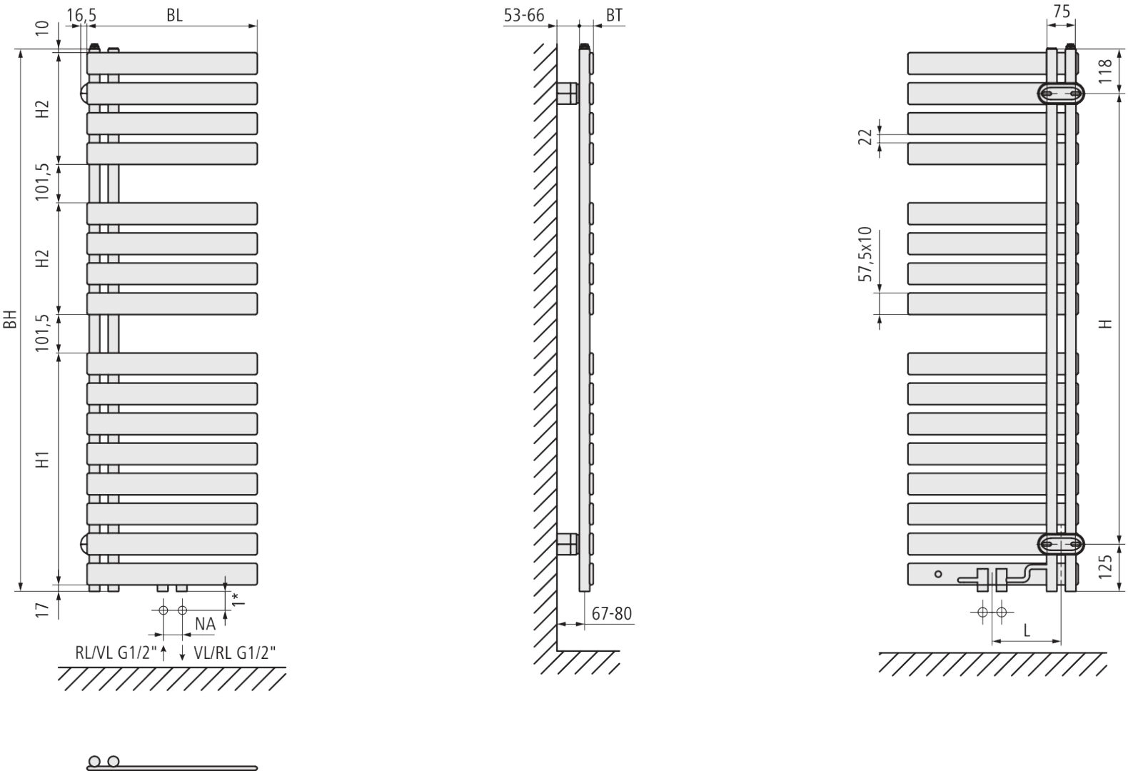 Kermi Design-Heizkörper „Credo® Half® flat“ 60 × 140 cm