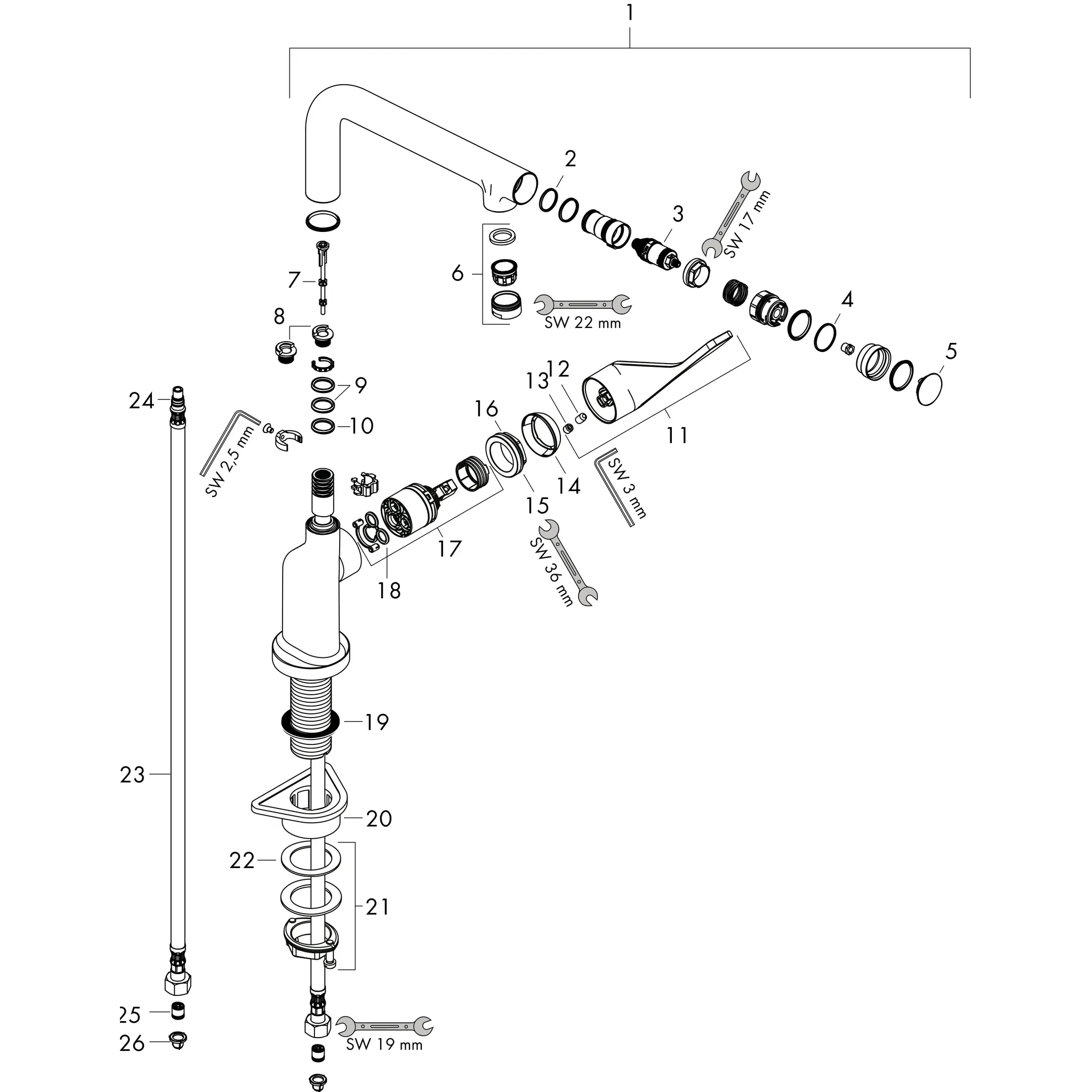 Hansgrohe AXOR Citterio Einhebel-Küchenmischer Select 230 Chrom Hansgrohe AXOR Citterio Einhebel-Küchenmischer Select 230 Chrom