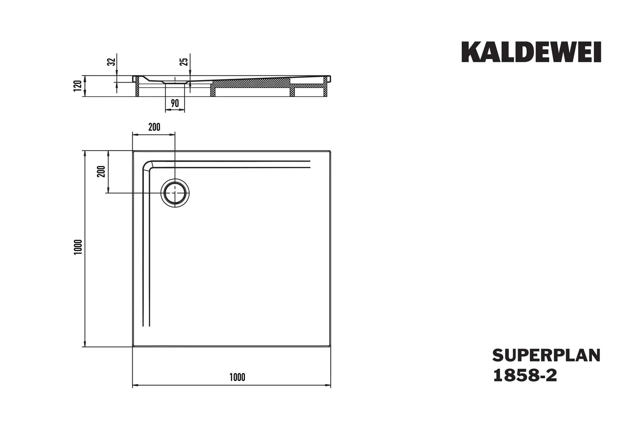 Kaldewei SUPERPLAN Duschfläche mit Wannenträger, 1000x1000x25 mm, cool grey 80, Eckablauf, bodengleich, MADE IN GERMANY Kaldewei SUPERPLAN Duschfläche mit Wannenträger, 1000x1000x25 mm, cool grey 80, Eckablauf, bodengleich, MADE IN GERMANY
