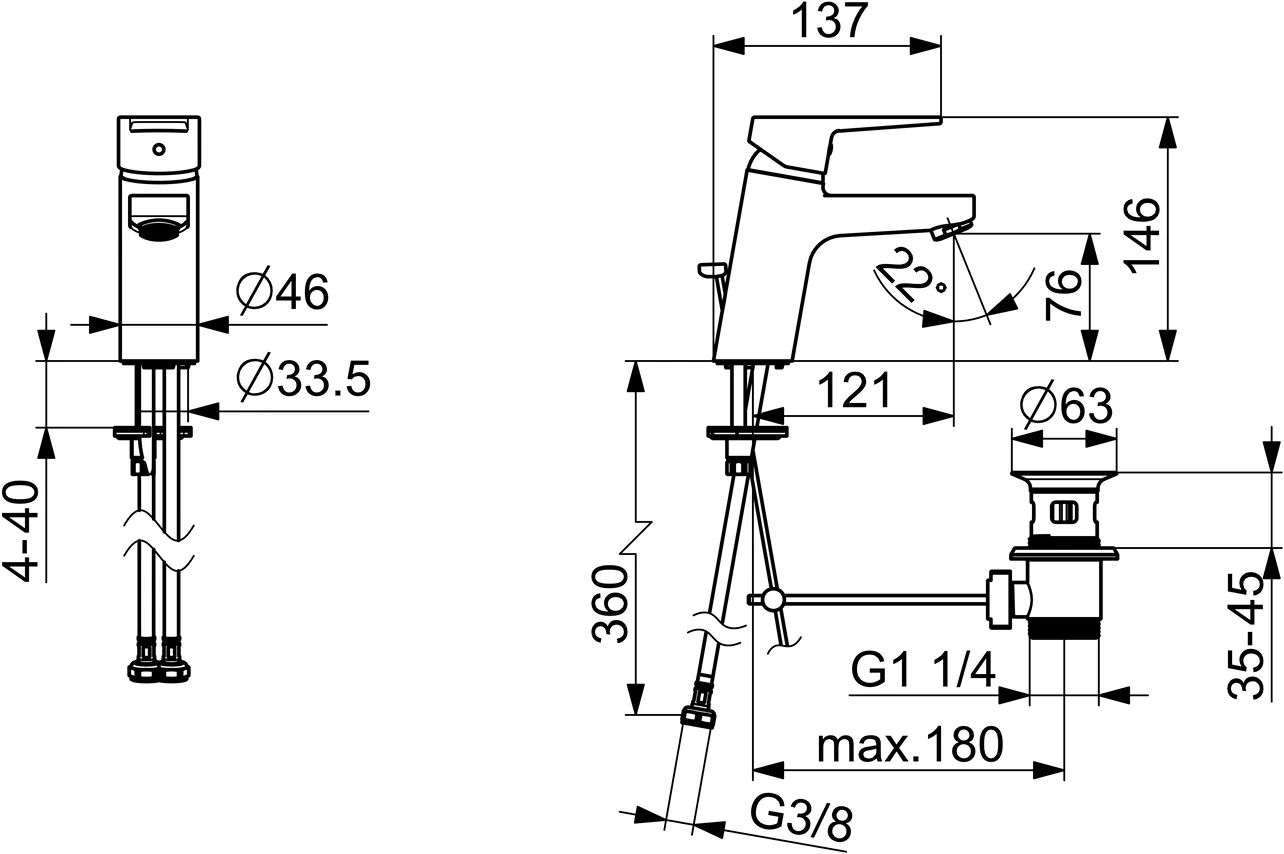 HansaTWIST Waschtischarmatur Einhebelmischer HansaTWIST 0909 Chrom DN15