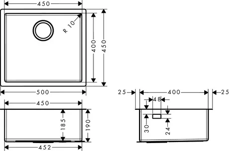 Unterbauspüle 450 S719-U450 Unterbauspüle 450 S719-U450