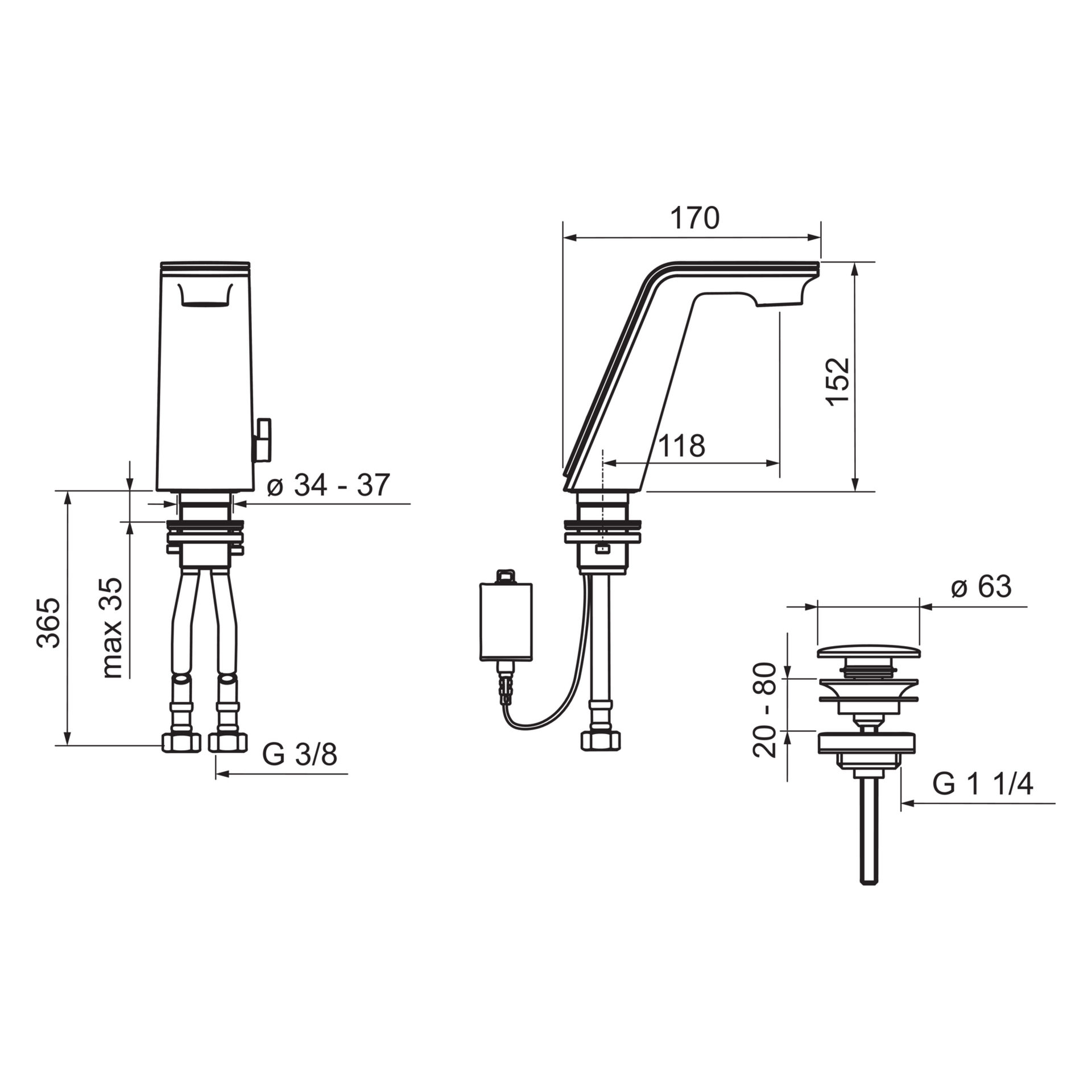 HA WT-Batt. ALESSI Sense by HANSA 0773 6 V Ausld. 118 mm DN15 chr/Weiss