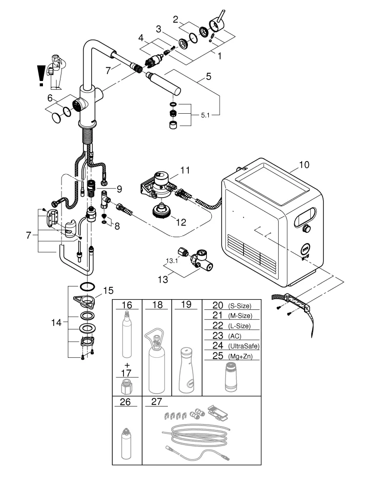 Grohe Blue Professional L-Auslauf Set mit herausziehbarem Mousseurauslauf, Grohe Blue Einhand-Spültischbatterie mit Filterfunktion, velvet black Grohe Blue Professional L-Auslauf Set mit herausziehbarem Mousseurauslauf, Grohe Blue Einhand-Spültischbatterie mit Filterfunktion, velvet black
