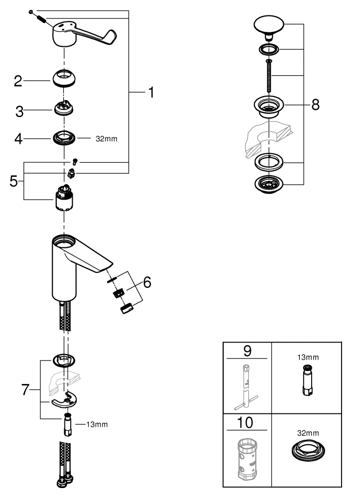 Grohe Eurosmart Professional (2021) Einhandmischer 23983_3 M-Size chrom Grohe Eurosmart Professional (2021) Einhandmischer 23983_3 M-Size chrom