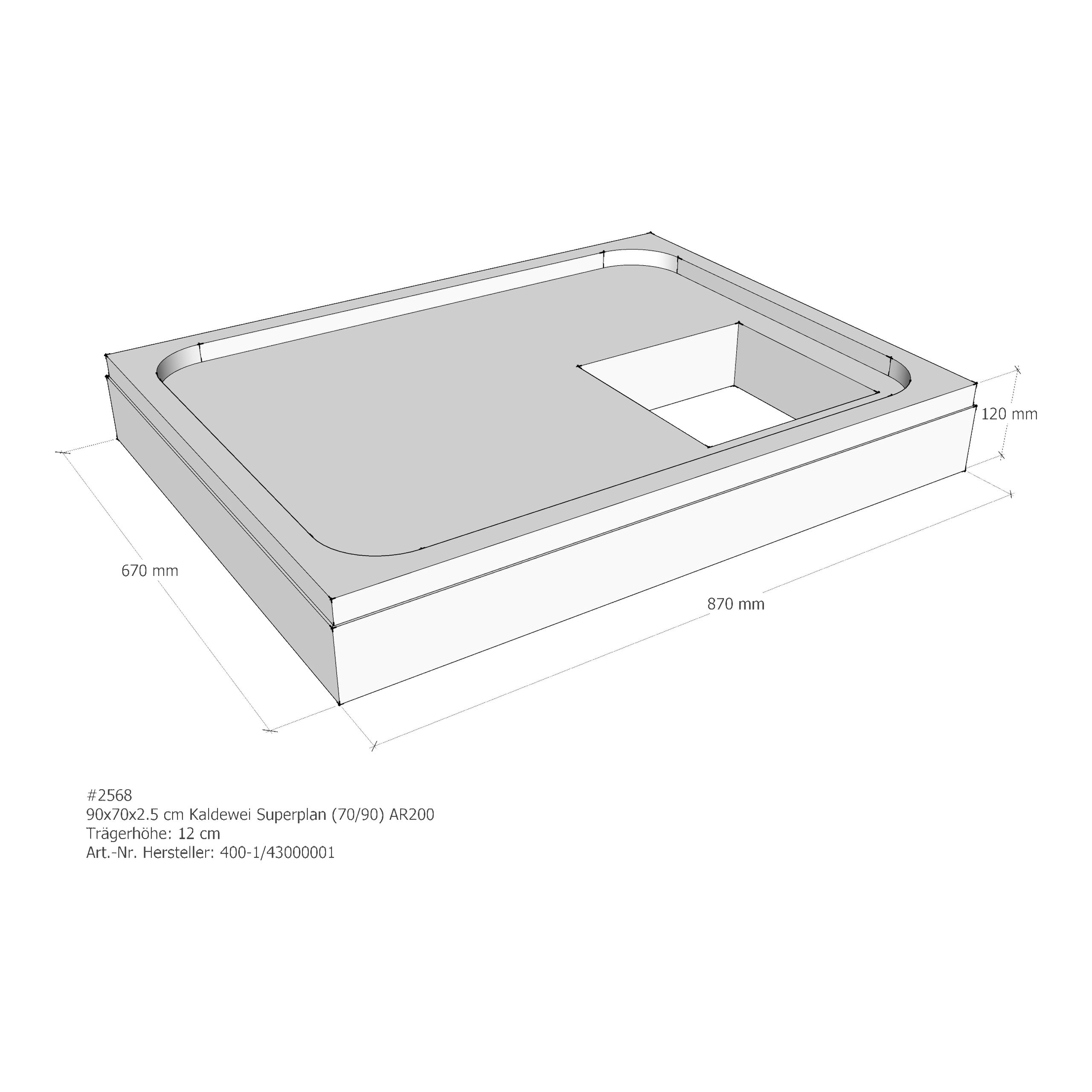 Duschwannenträger für Kaldewei Superplan 70 × 90 × 2,5 cm Breite: 90 cm / Länge: 70 cm Duschwannenträger für Kaldewei Superplan 70 × 90 × 2,5 cm Breite: 90 cm / Länge: 70 cm