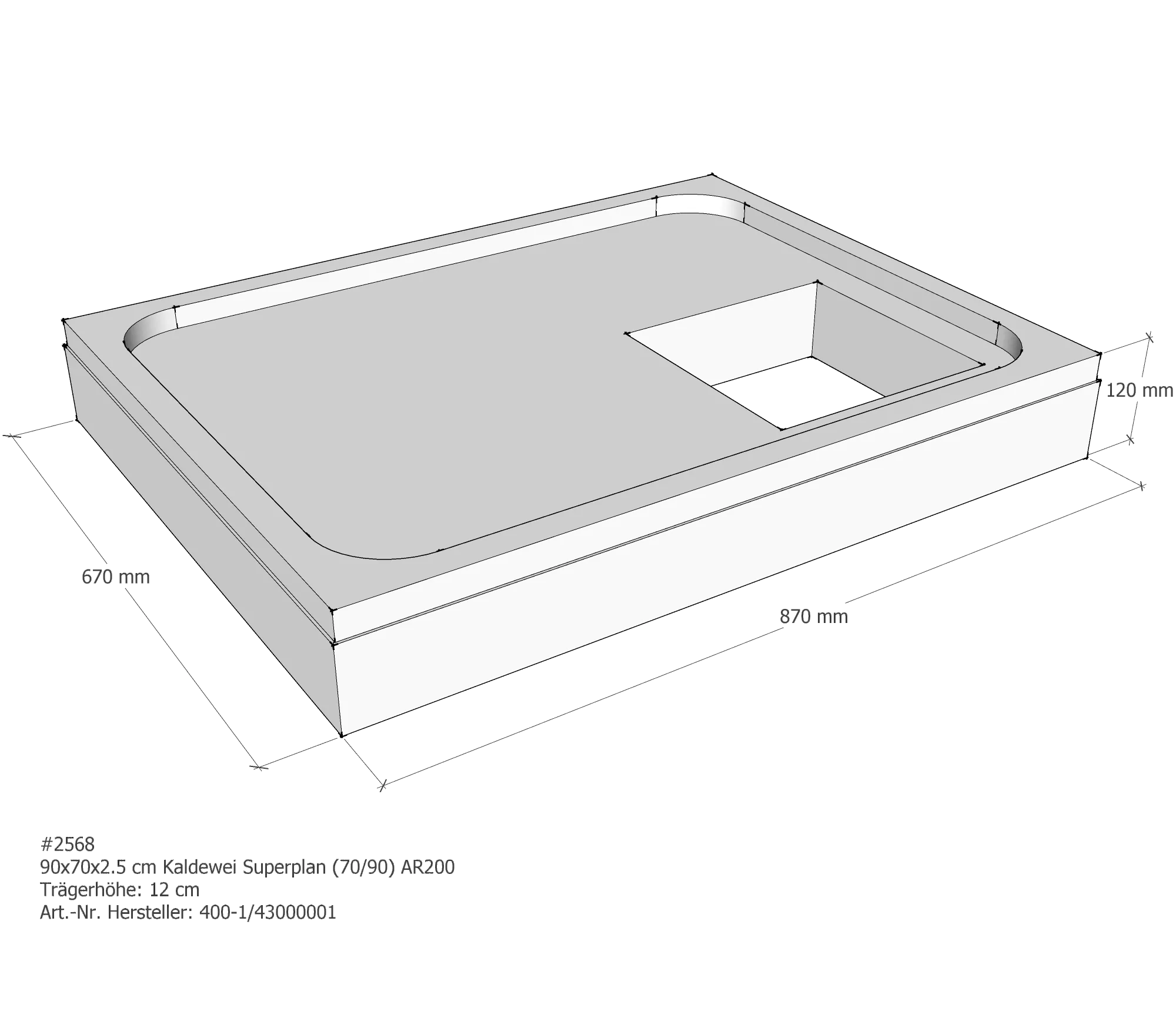 Duschwannenträger für Kaldewei Superplan 70 × 90 × 2,5 cm Breite: 90 cm / Länge: 70 cm Duschwannenträger für Kaldewei Superplan 70 × 90 × 2,5 cm Breite: 90 cm / Länge: 70 cm