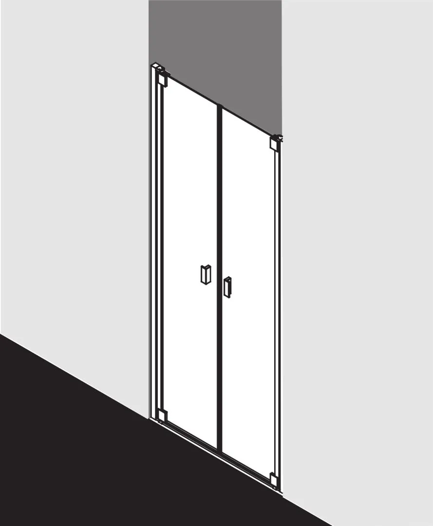 Kermi Pendeltür für Nische und Ecke „RAYA“ Glas Klar, Profile Silber Mattglanz, BV: 893 - 953 mm GAK: 880 - 930 mm WE: 893 - 953 mm H: 2000 mm