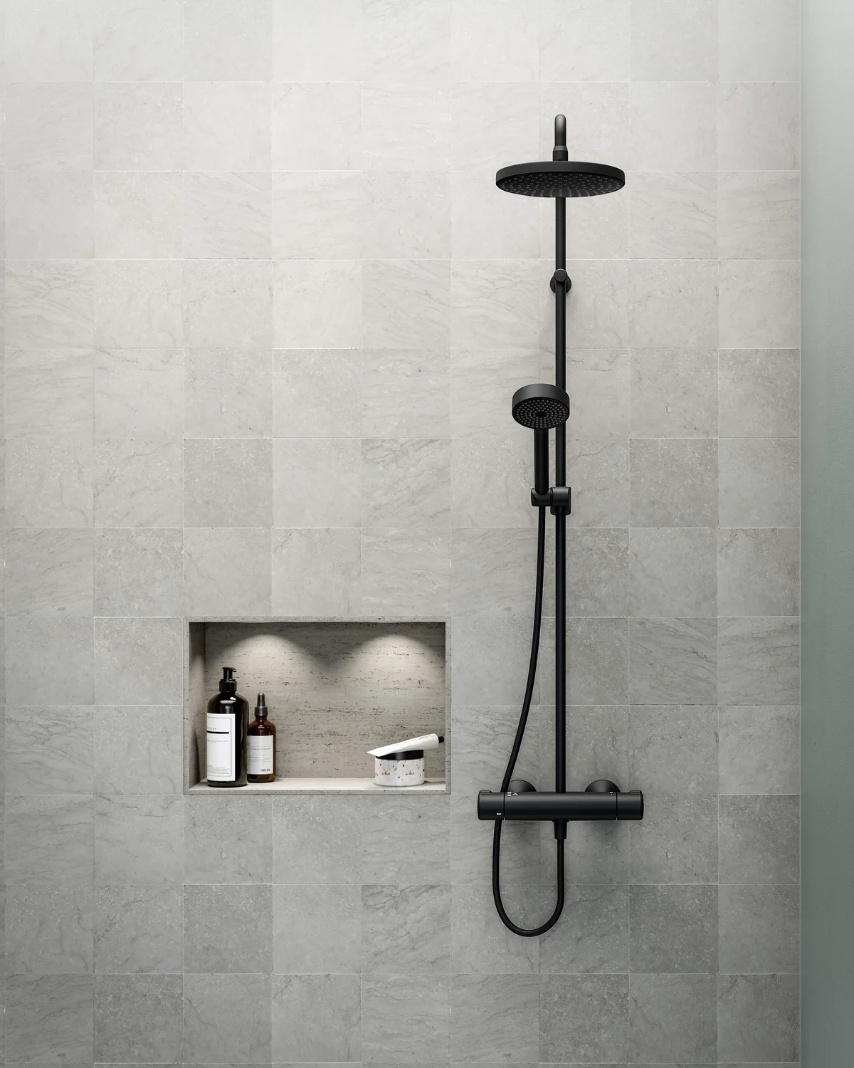 HansaMICRA Regenbrause-Duscharmatur HansaMICRA 4435 3-strahlig Ausladung 445 - 470 mm Matt-Schwarz