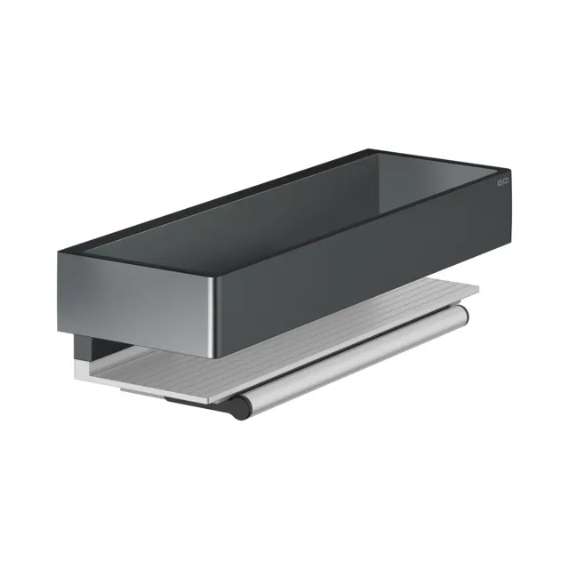 Edition 11 11159130000 Duschkorb mit Glasabzieher silber-elox./Schwarzchrom geb.