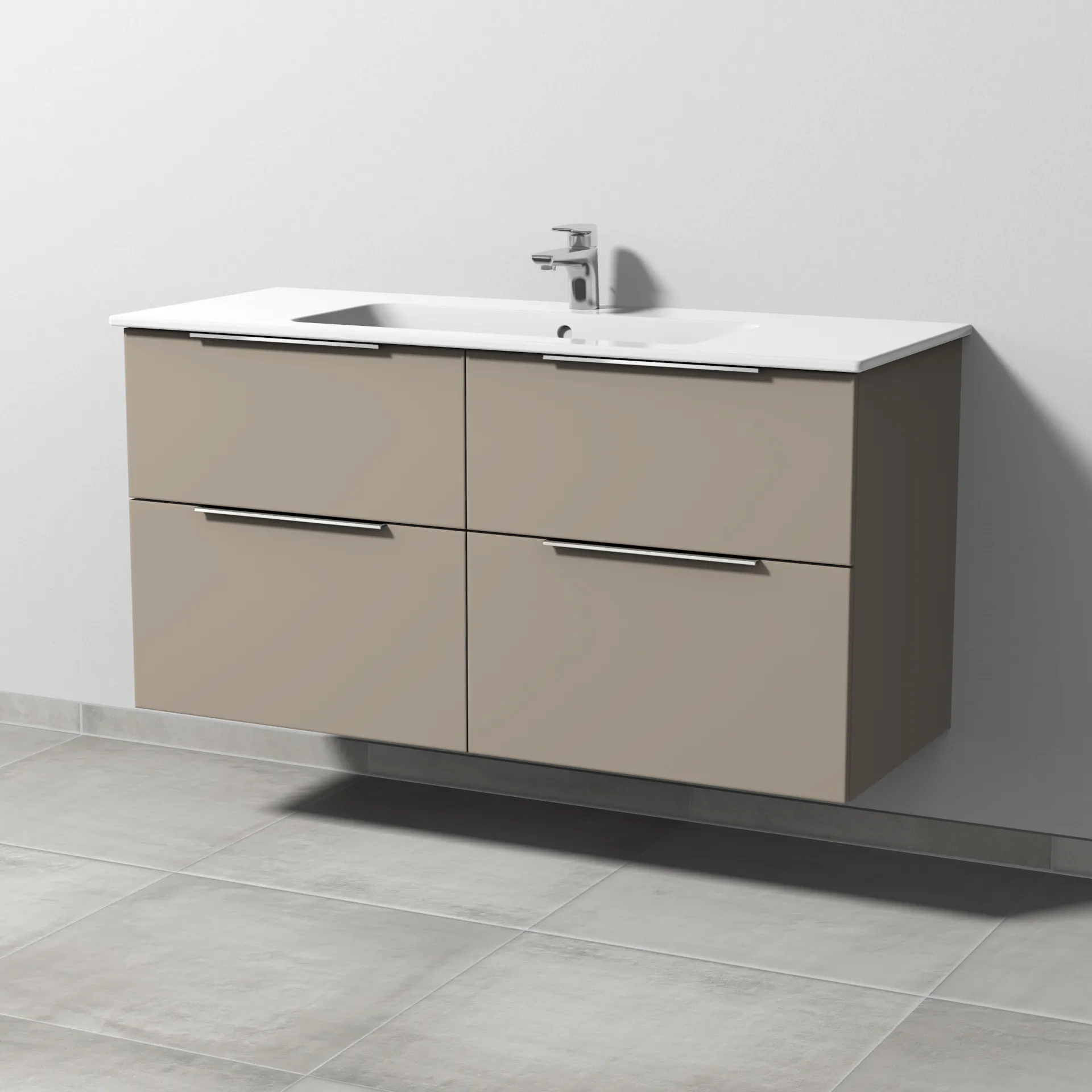 Sanipa Waschtischunterschrank „3way“ passend zu Keramik-Waschtische ME by Starck von Duravit 1200 × 613 × 467 mm in Sandgrau (matt) Sanipa Waschtischunterschrank „3way“ passend zu Keramik-Waschtische ME by Starck von Duravit 1200 × 613 × 467 mm in Sandgrau (matt)