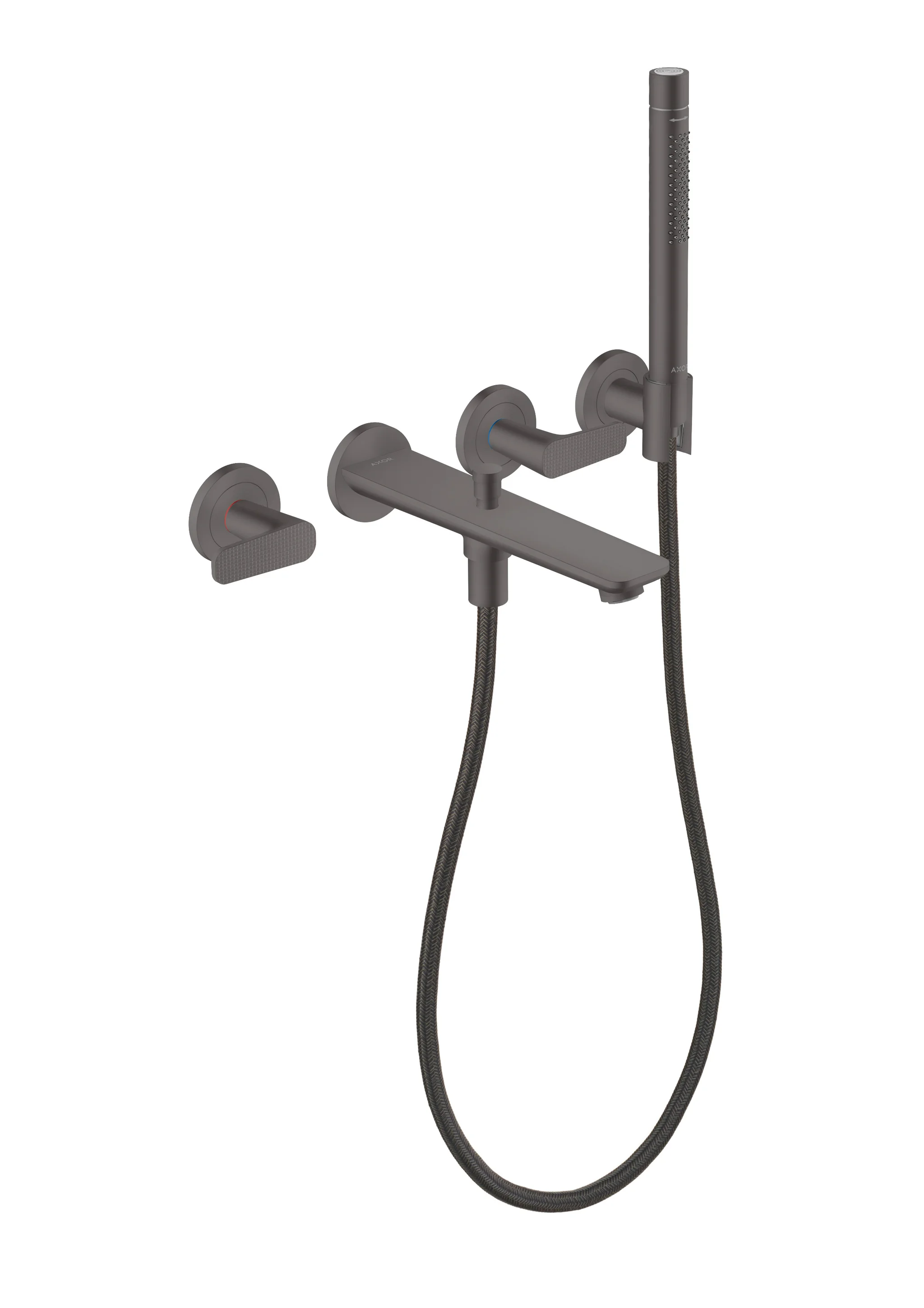 Hansgrohe AXOR Citterio C 3-Loch Wannenarmatur Unterputz Brushed Black Chrome, Ausladung 222 mm, Normalstrahl, Rain/MonoRain-Handbrause Hansgrohe AXOR Citterio C 3-Loch Wannenarmatur Unterputz Brushed Black Chrome, Ausladung 222 mm, Normalstrahl, Rain/MonoRain-Handbrause