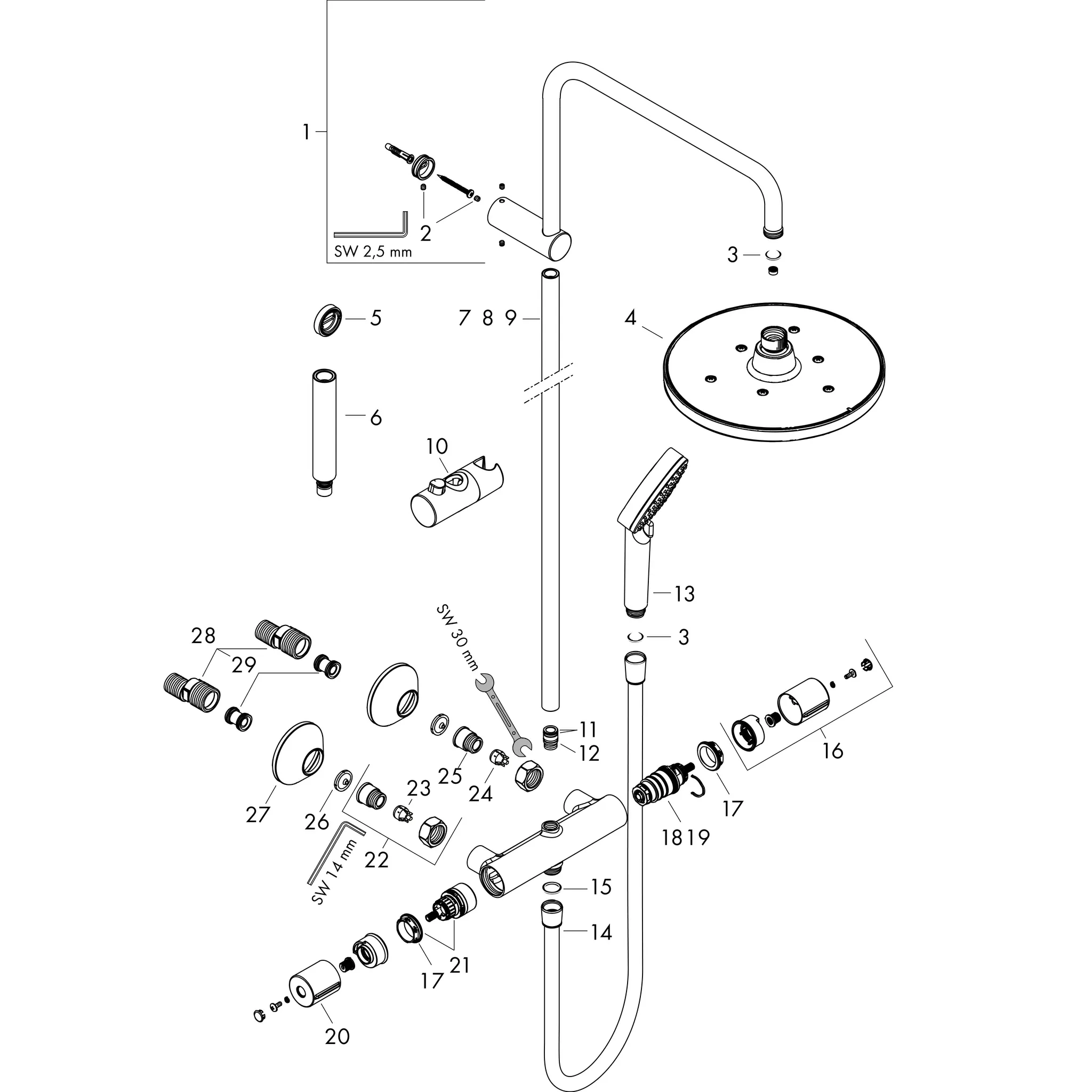 Hansgrohe Vernis Blend Showerpipe 240 1jet mit Thermostat, Mattschwarz Hansgrohe Vernis Blend Showerpipe 240 1jet mit Thermostat, Mattschwarz