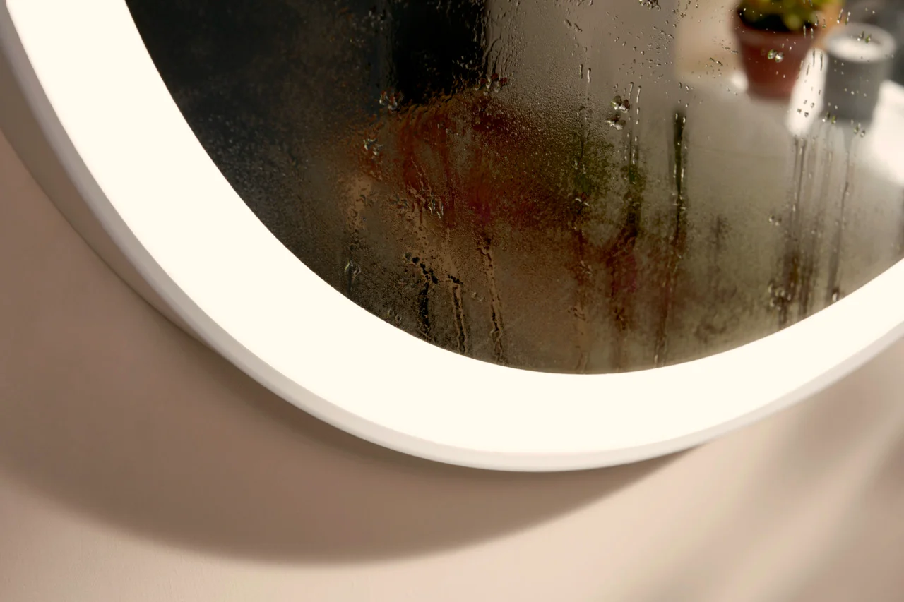 Hansgrohe Xarita Lite S Spiegel mit runder LED-Beleuchtung Mattweiß 700x700x30 mm