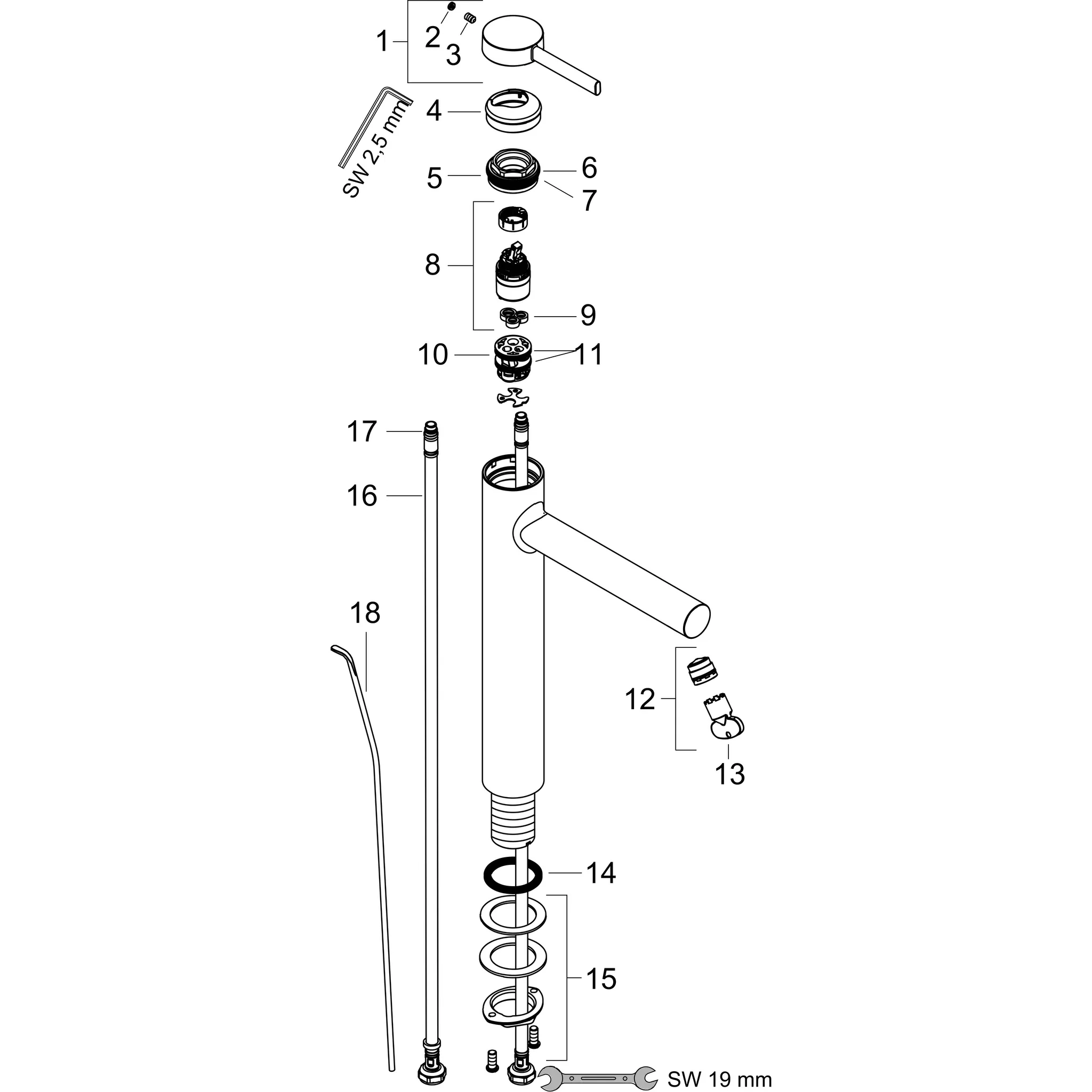 Waschtischarmatur „Zesis S“ Ausladung 178 mm in Chrom