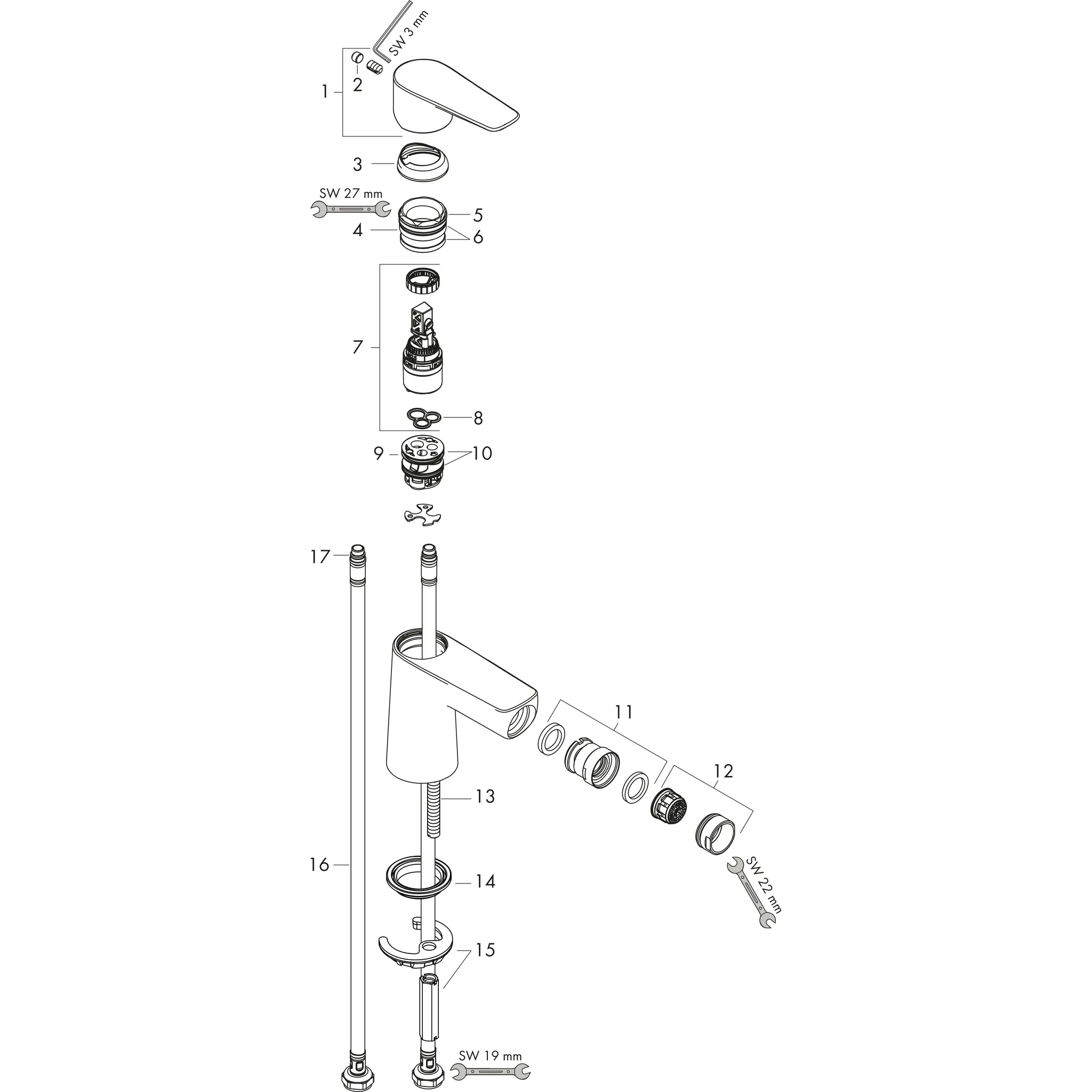 Hansgrohe Talis E Einhebel-Bidetmischer mit Push-Open Ablaufgarnitur, Chrom