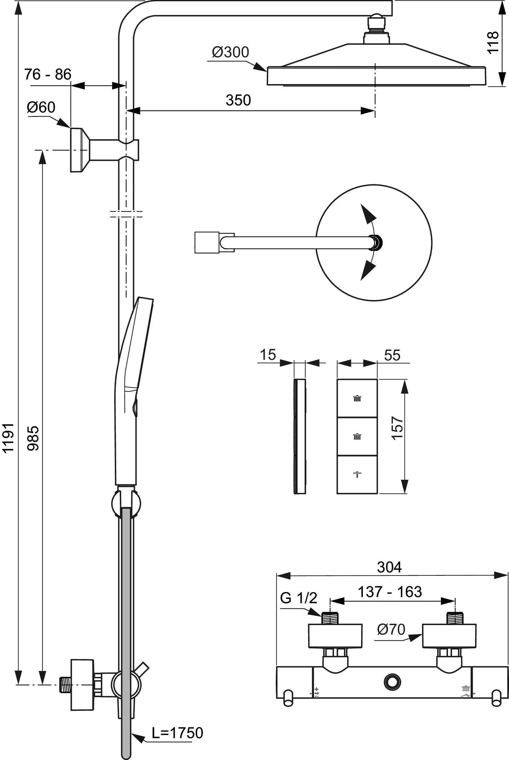 Ideal Standard Duschsystem „CerathermT125+“