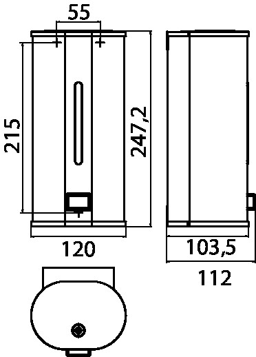 emco Seifenspender „system 2“, Befestigung verdeckt 12 × 24,7 cm in chrom / schwarz