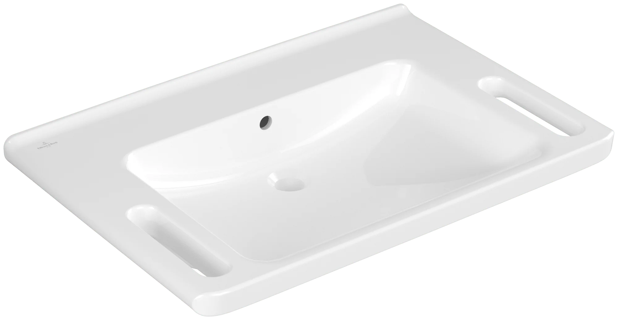 Villeroy & Boch Waschbecken ViCare, Weißen Alpin AntiBac CeramicPlus, 800x550x180 mm, barrierefrei, unterfahrbar, ohne Hahnloch