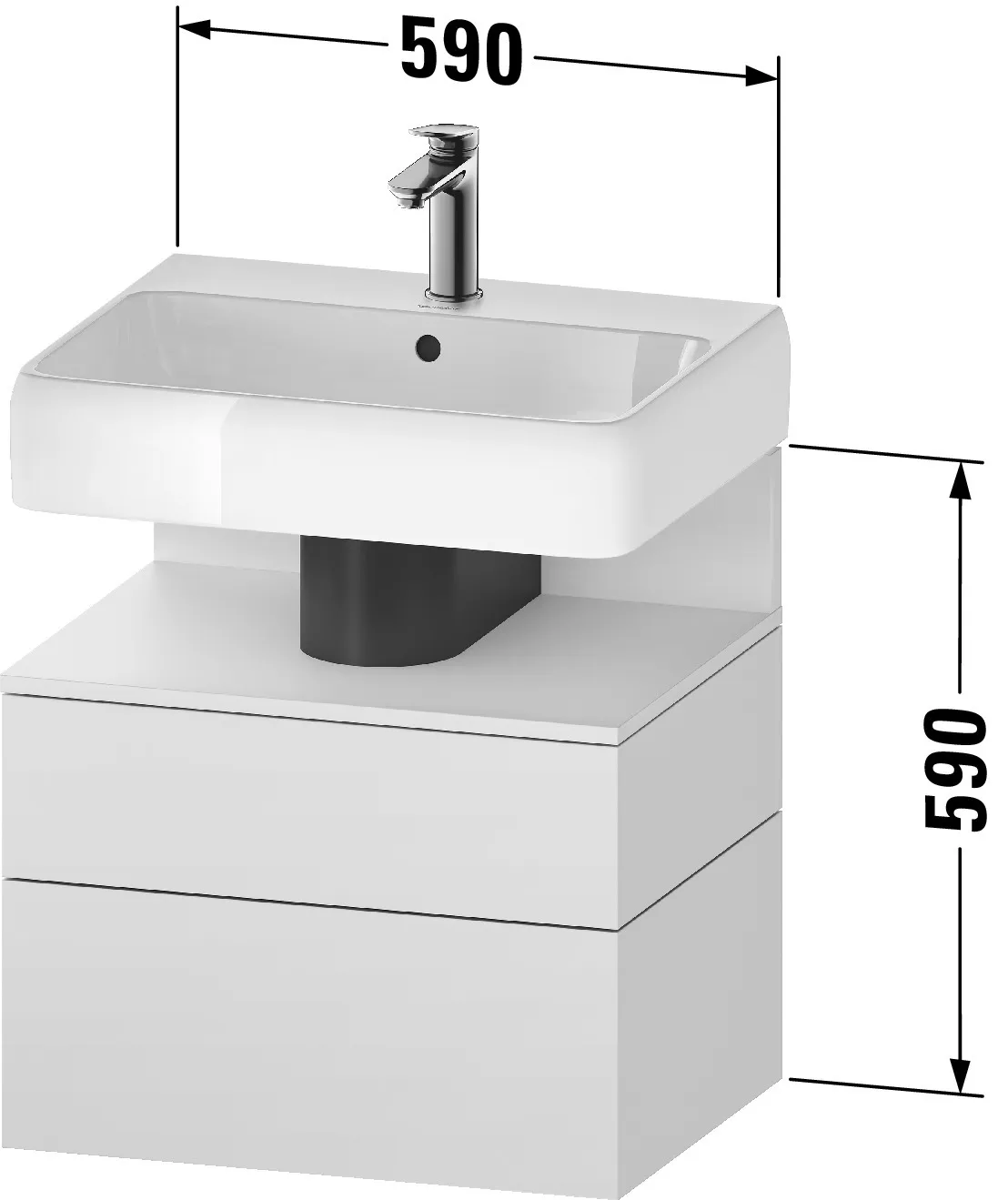 Duravit Waschtischunterschrank wandhängend „Qatego“ 59 × 59 × 47 cm in, mit Beleuchtung