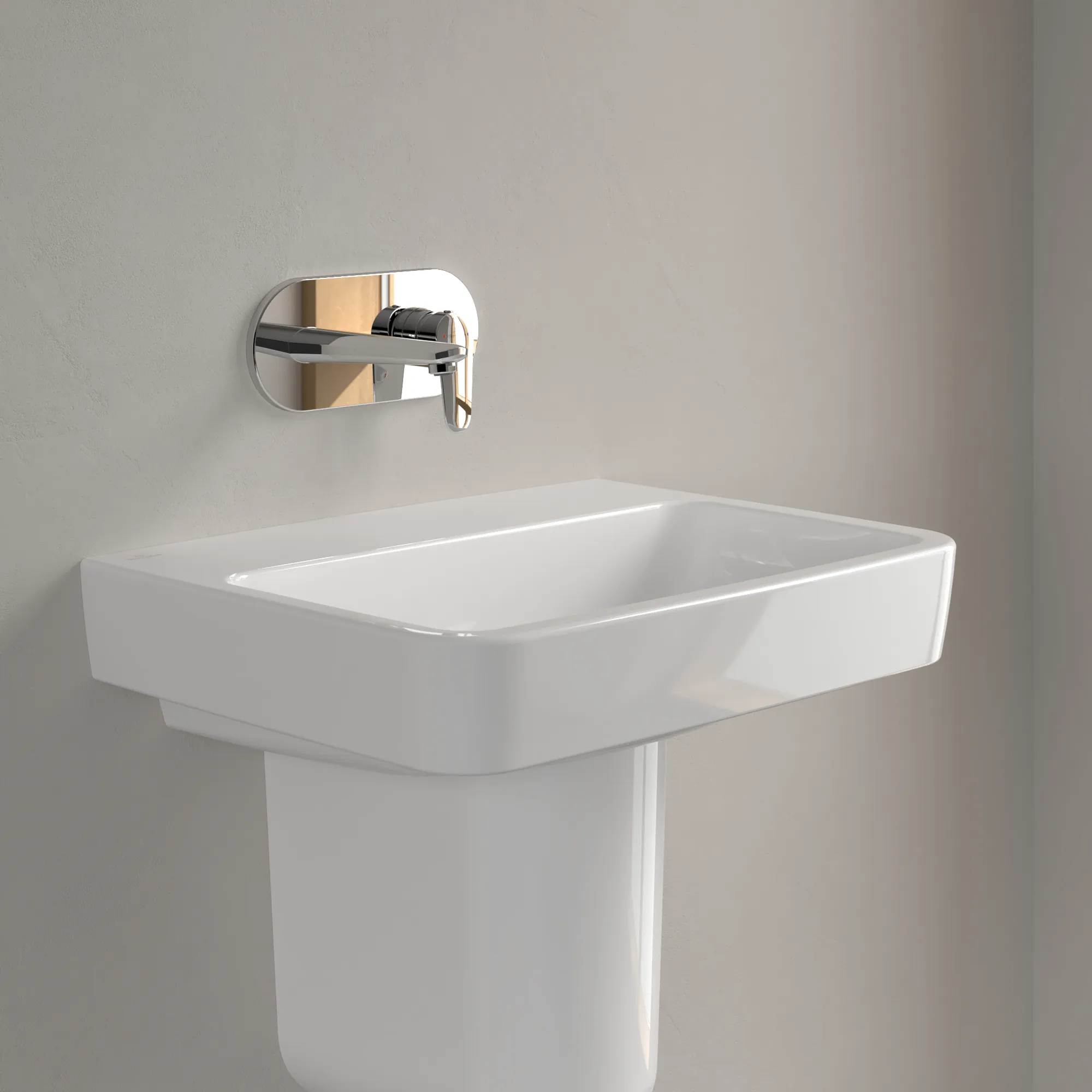 Villeroy & Boch O.novo Wandwaschbecken 600x460x175 mm, weiß Alpin AntiBac CeramicPlus, eckig, rechteckige Innenform, ohne Überlauf, glänzende Oberfläche