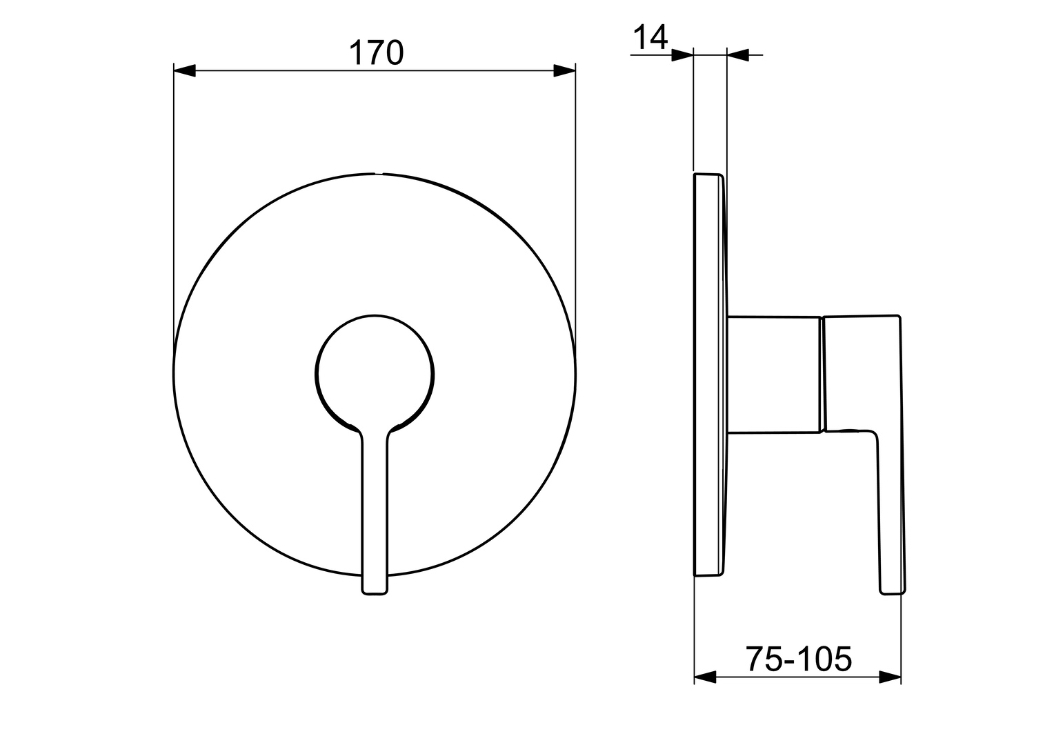 EHM Fertigset für Brause-Batterie VANTIS 8261 Rosette rund Chrom Pinhebel