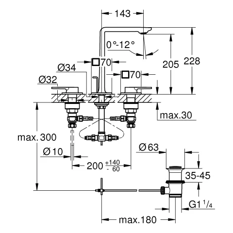 Grohe Allure 3-Loch-Waschtischbatterie, Standmontage, supersteel Grohe Allure 3-Loch-Waschtischbatterie, Standmontage, supersteel