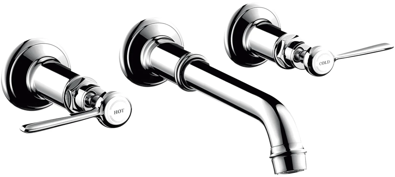 Hansgrohe AXOR Montreux 3-Loch Waschtischarmatur Unterputz, Chrom, Ausladung 225 mm, Hebelgriff, Normalstrahl, max. Durchfluss 5 l/min