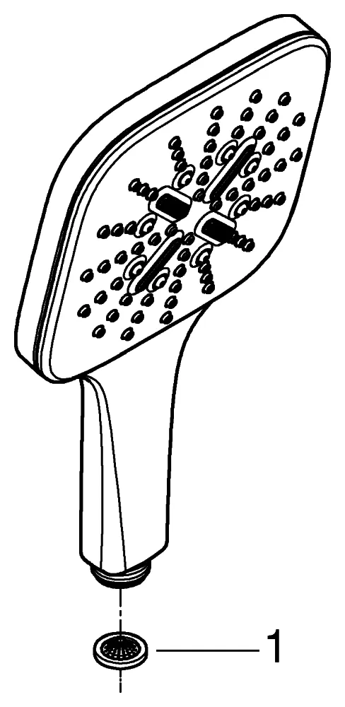 Handbrause Rainshower SmartActive 130 Cube 26582, 3 Strahlarten, Brauseboden chrom, 9,5 l/min Durchflusskonstanthalter, chrom