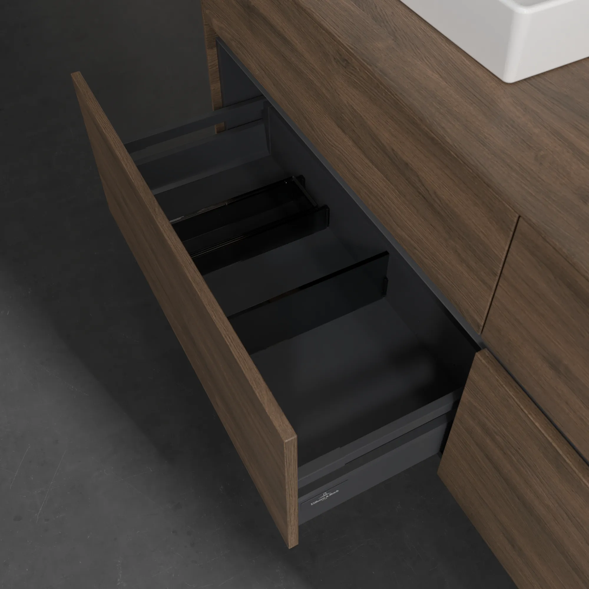 Villeroy & Boch Waschbeckenunterschrank Collaro Arizona Oak, 1.600 x 548 x 500 mm, mit Beleuchtung und SoftClosing Villeroy & Boch Waschbeckenunterschrank Collaro Arizona Oak, 1.600 x 548 x 500 mm, mit Beleuchtung und SoftClosing