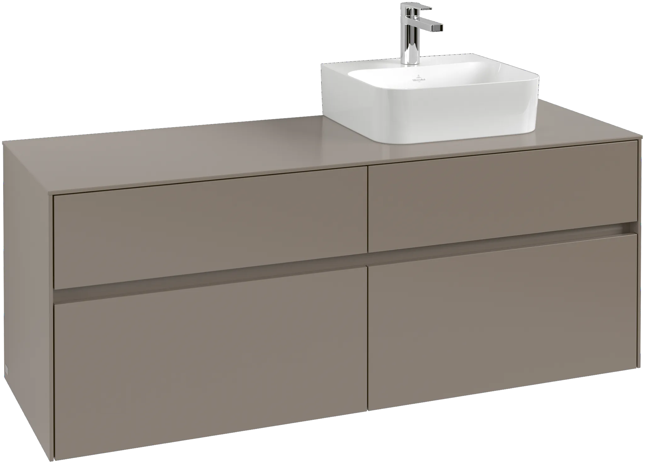 Villeroy & Boch Waschtischunterschrank „Collaro“ 1400 × 548 × 500 mm Black Oak, mit Beleuchtung, für Becken rechts Villeroy & Boch Waschtischunterschrank „Collaro“ 1400 × 548 × 500 mm Black Oak, mit Beleuchtung, für Becken rechts