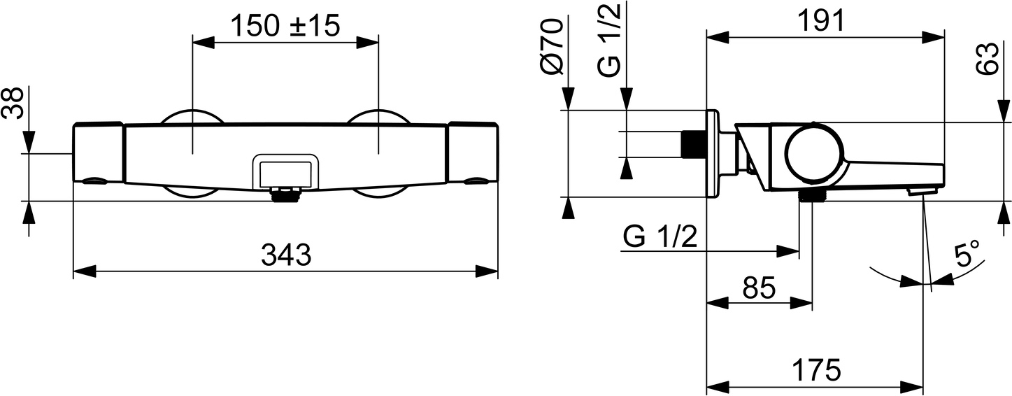 Wannenfüll- und Brausebatterie OPTIMA 6513 Chrom