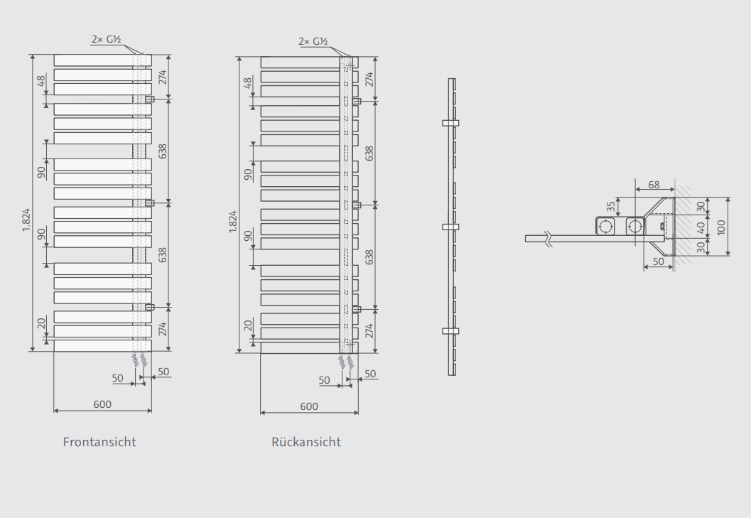 HSK Design-Handtuchwärmer „Yenga“ Elektrobetrieb 60 × 182,4 cm in Weiß HSK Design-Handtuchwärmer „Yenga“ Elektrobetrieb 60 × 182,4 cm in Weiß
