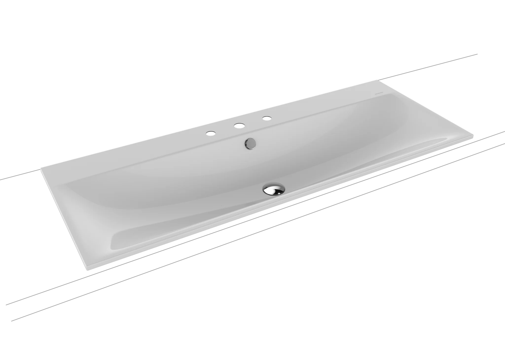 Kaldewei SILENIO Einbauwaschtisch, 1200x460 mm, Manhattan, Perl-Effekt, Antidröhnen mit 3er Hahnlochbohrung, chrom