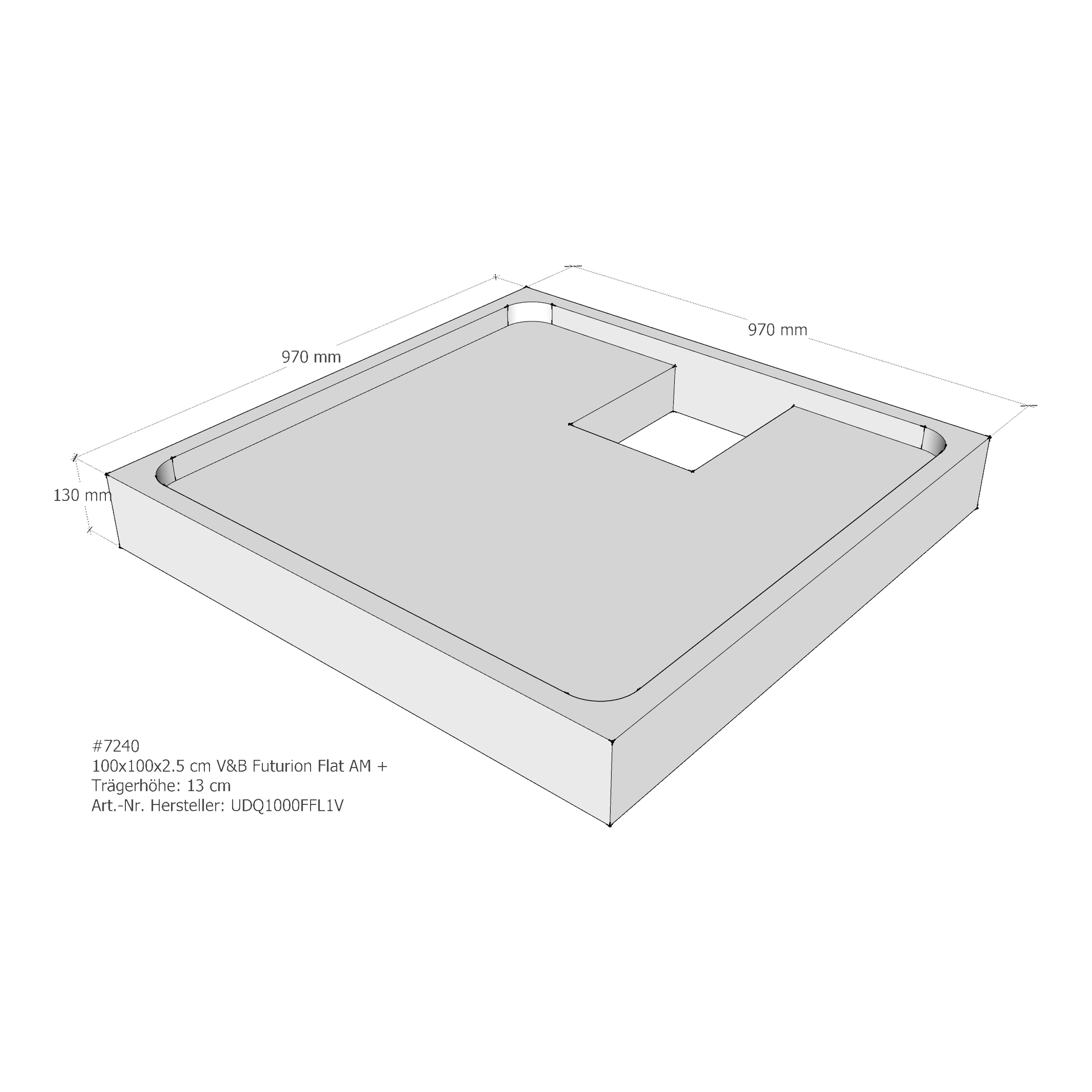 Duschwannenträger für Villeroy & Boch Futurion Flat 100 × 100 × 2,5 cm
