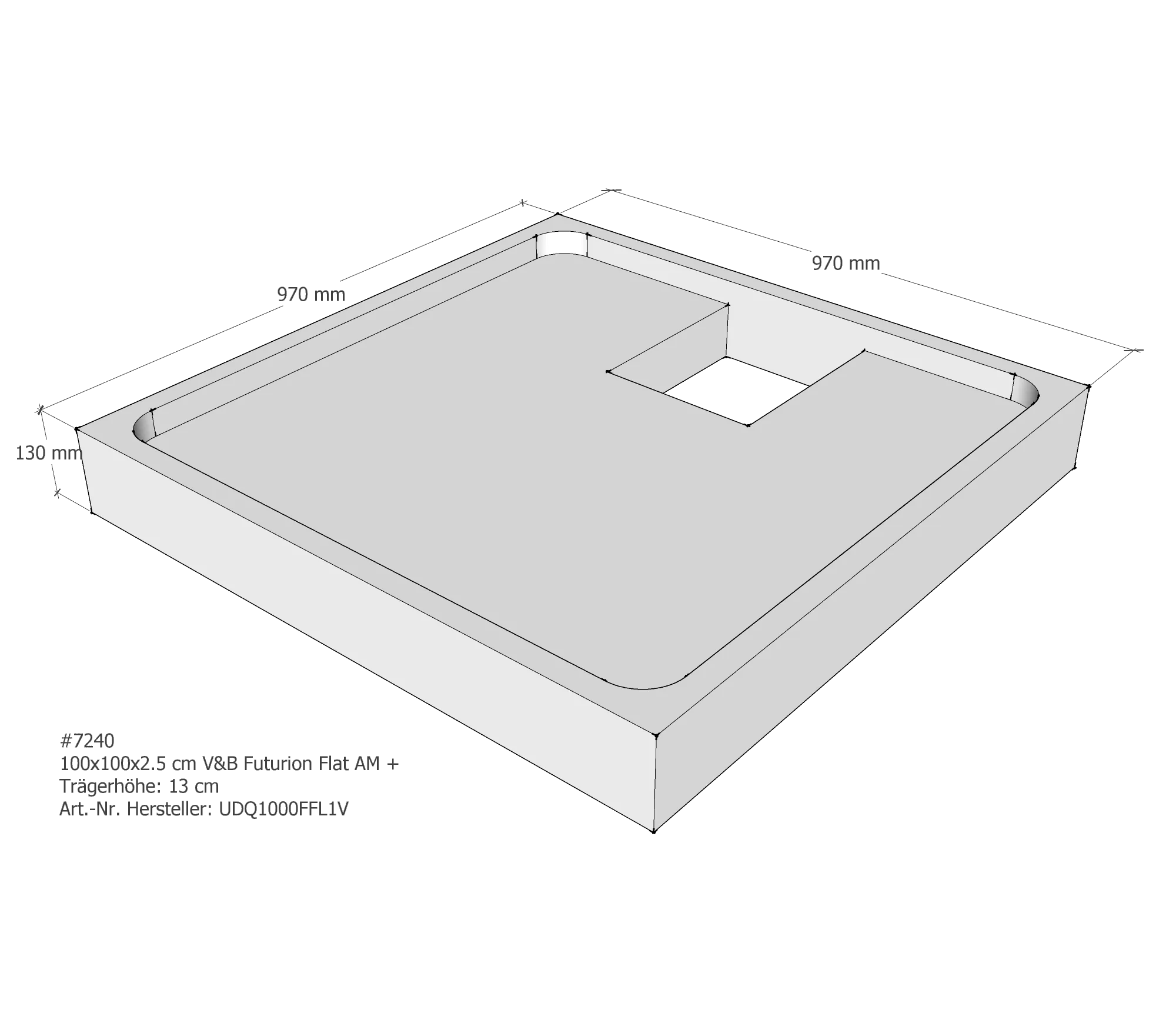 Duschwannenträger passend für Villeroy & Boch Futurion Flat 100 × 100 × 2,5 cm Duschwannenträger passend für Villeroy & Boch Futurion Flat 100 × 100 × 2,5 cm