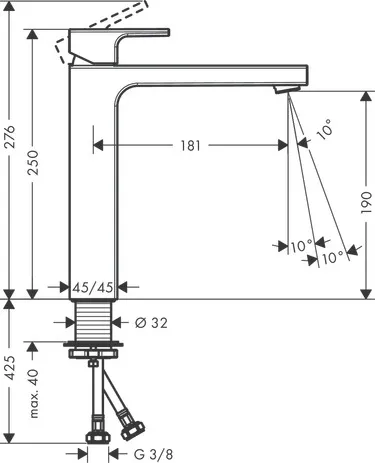 Hansgrohe Vernis Shape Einhebel-Waschtischmischer 190 mit isolierter Wasserführung, Chrom Hansgrohe Vernis Shape Einhebel-Waschtischmischer 190 mit isolierter Wasserführung, Chrom