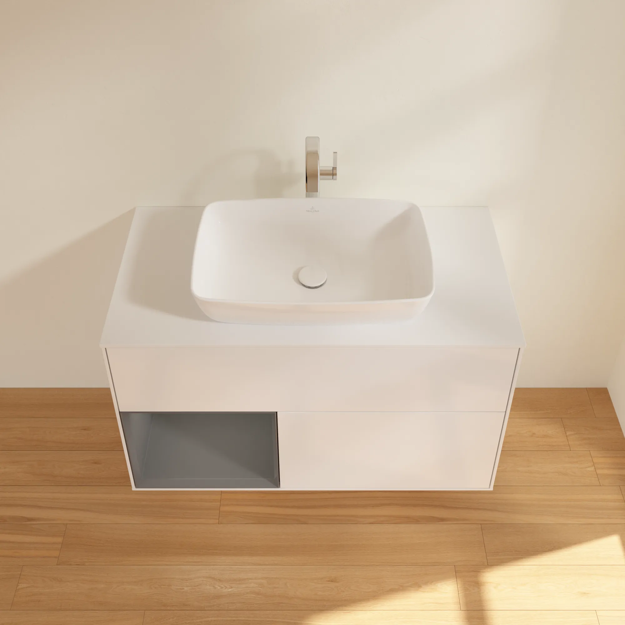 Villeroy & Boch Waschtischunterschrank „Finion“ für Schrankwaschtisch 1000 × 603 × 501 mm Glossy White Lacquer, für Becken mittig, mit Hahnlochbohrung