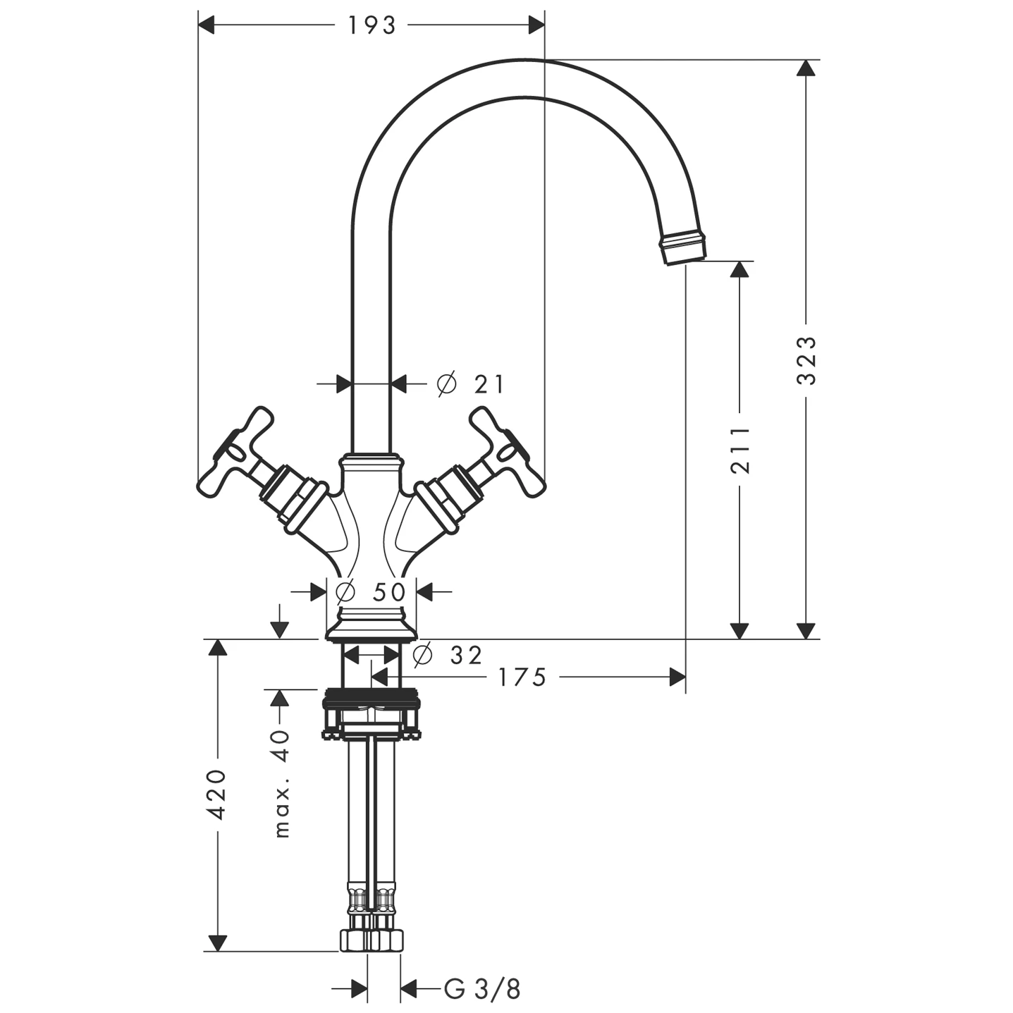 Zweigriff Waschtischarmatur Axor Montreux chrom