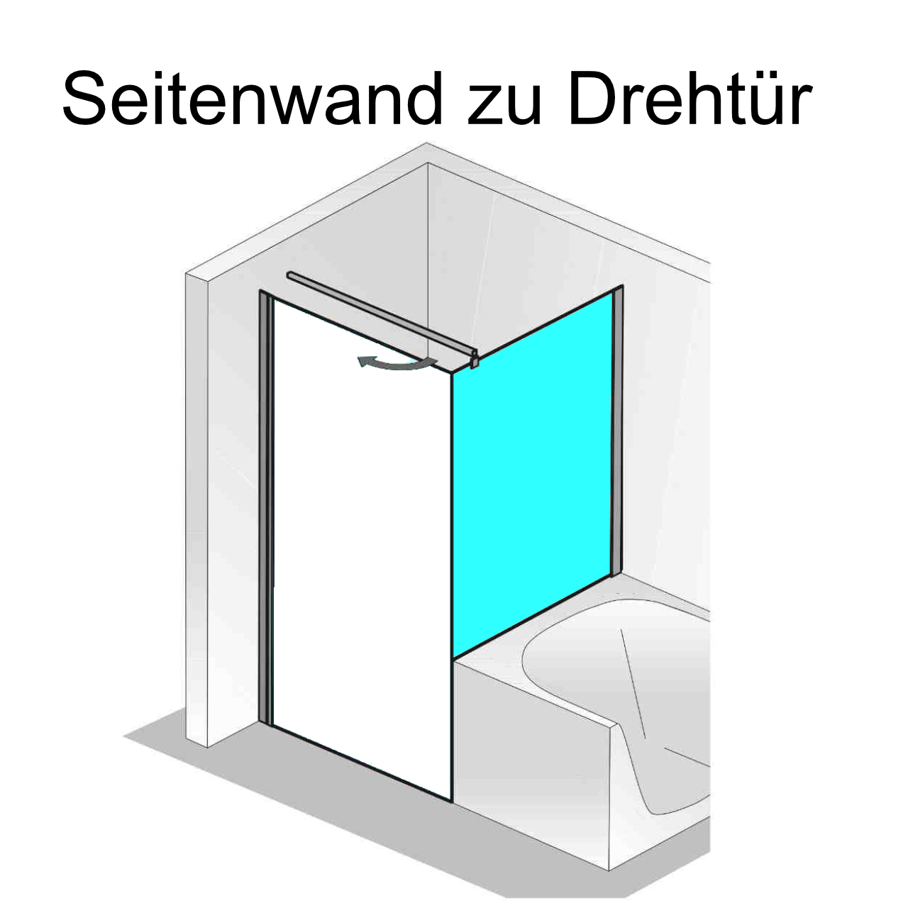 HSK gerahmte verkürzte Seitenwand auf der Badewanne für Drehtür „Favorit Nova“ Glas Mattglas, Profile Chromoptik (Alu Hochglanz poliert), für #Türbreite# HSK gerahmte verkürzte Seitenwand auf der Badewanne für Drehtür „Favorit Nova“ Glas Mattglas, Profile Chromoptik (Alu Hochglanz poliert), für #Türbreite#