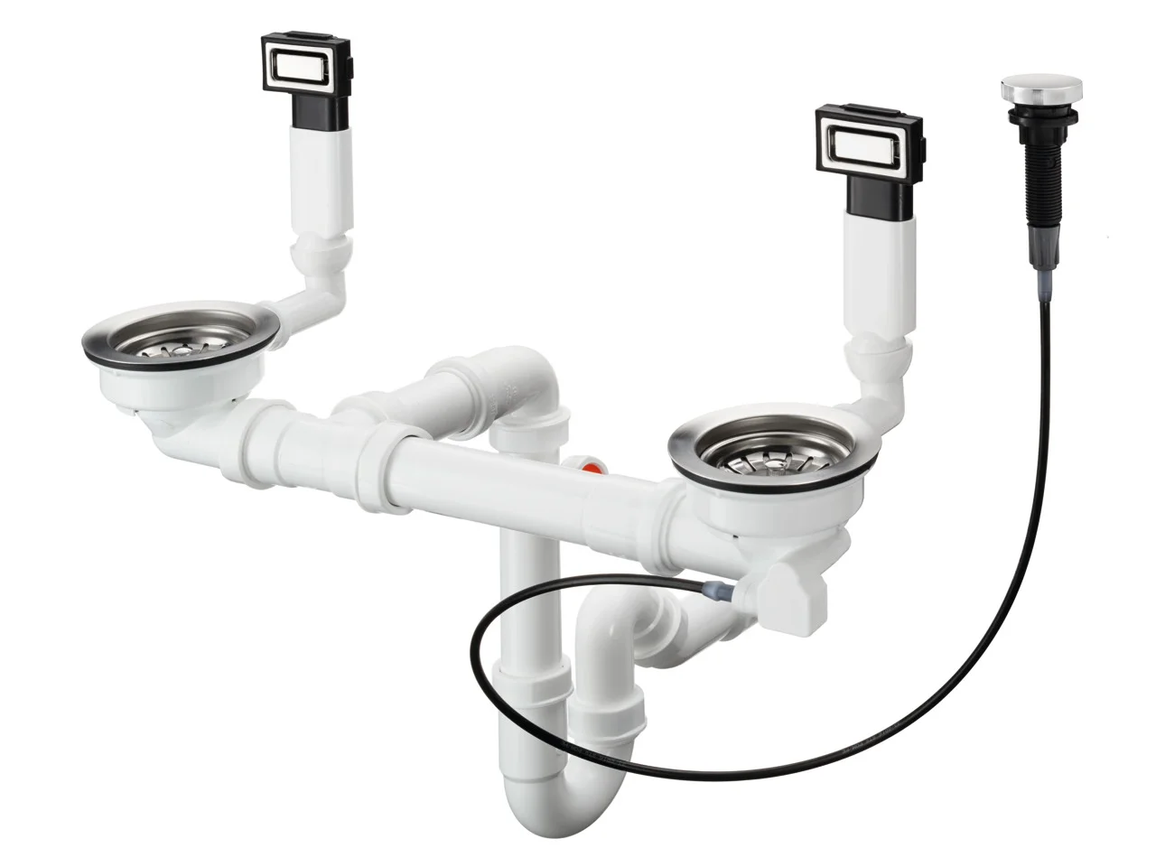 Hansgrohe Ab- und Überlaufgarnitur D15-11, Edelstahl, Excenterbedienung, Durchmesser 40/50 mm, 1 1/2" mit Raumsparablaufbogen Hansgrohe Ab- und Überlaufgarnitur D15-11, Edelstahl, Excenterbedienung, Durchmesser 40/50 mm, 1 1/2" mit Raumsparablaufbogen