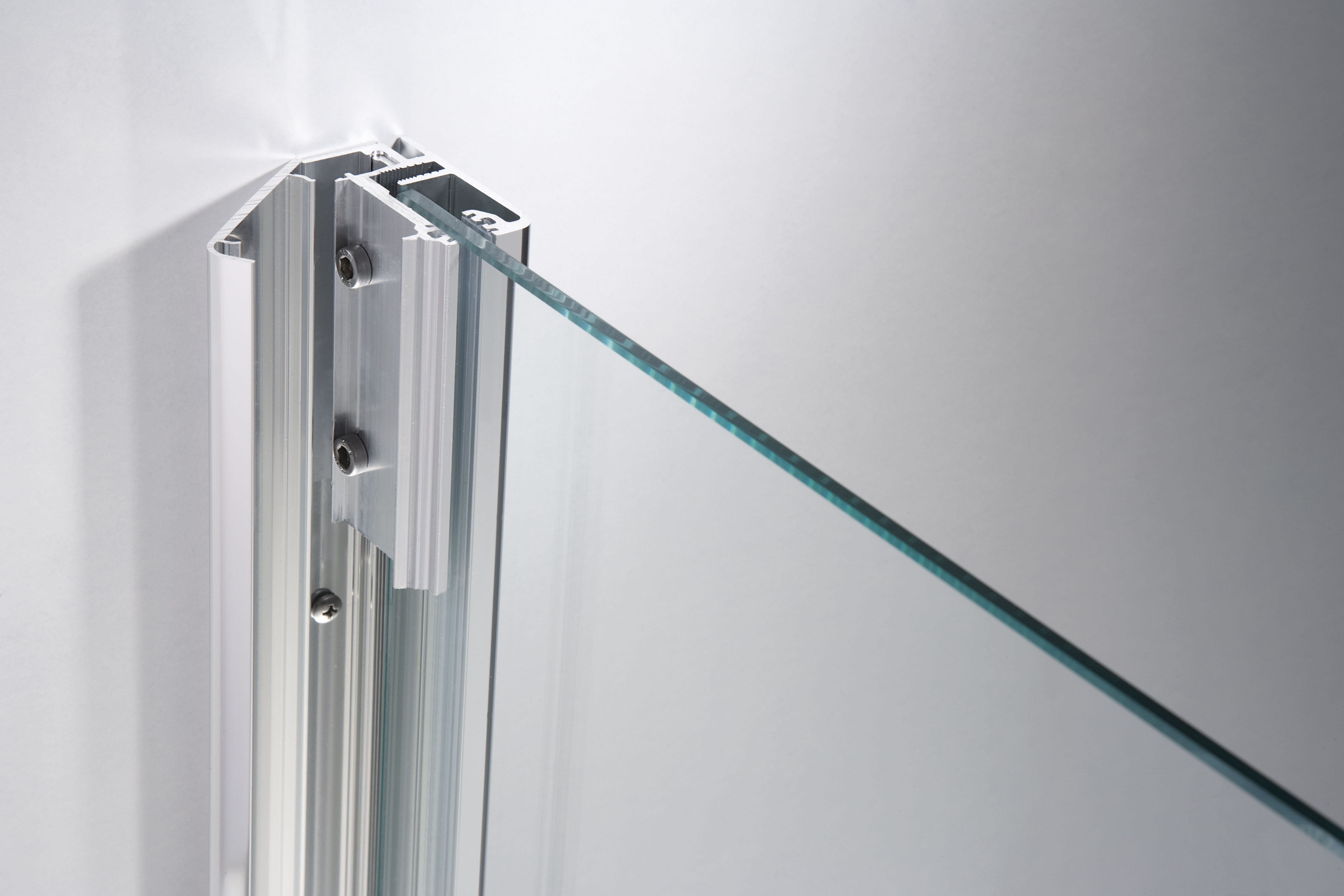 HSK Drehtür, pendelbar an Nebenteil „Aperto“ Drehtür mit Festfeld für Nische 100 × 200 cm Glas Linea 02, Profile Schwarz-matt